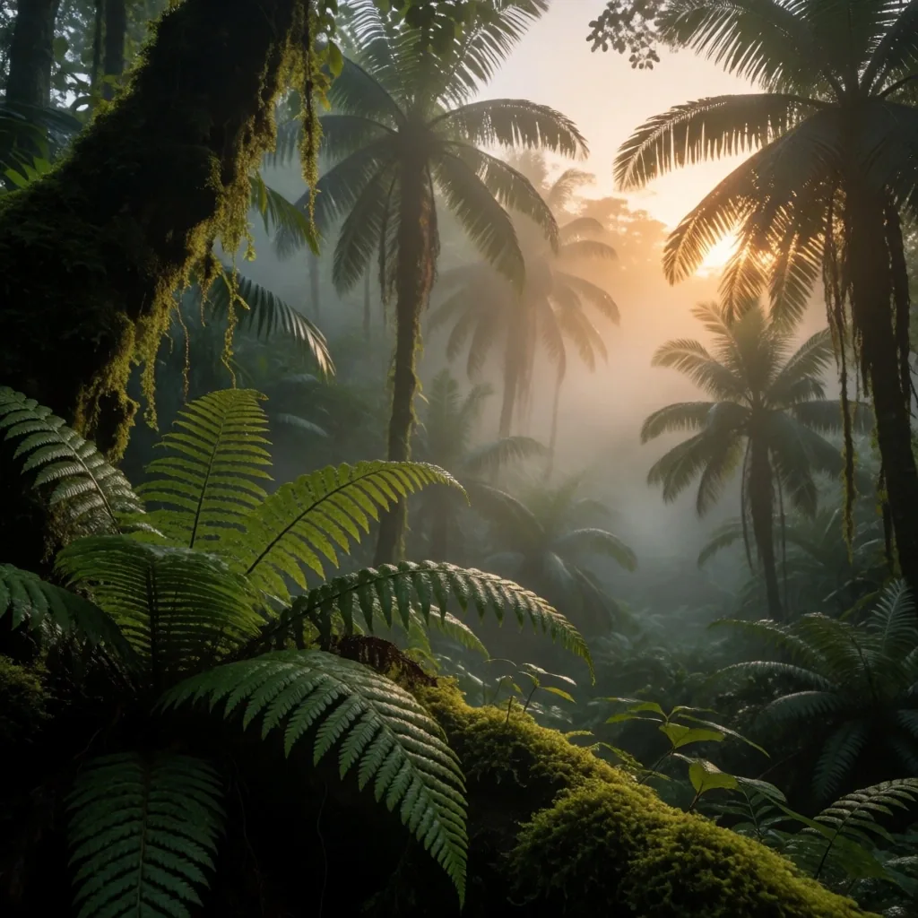 Indonesian tropical forest at dawn