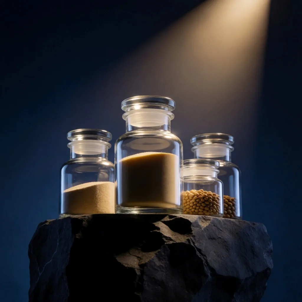 Premium supplement jars in low-key studio lighting